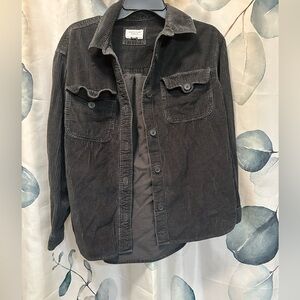 American Eagle Outfitters Dark Black Gray Corduroy Shirt